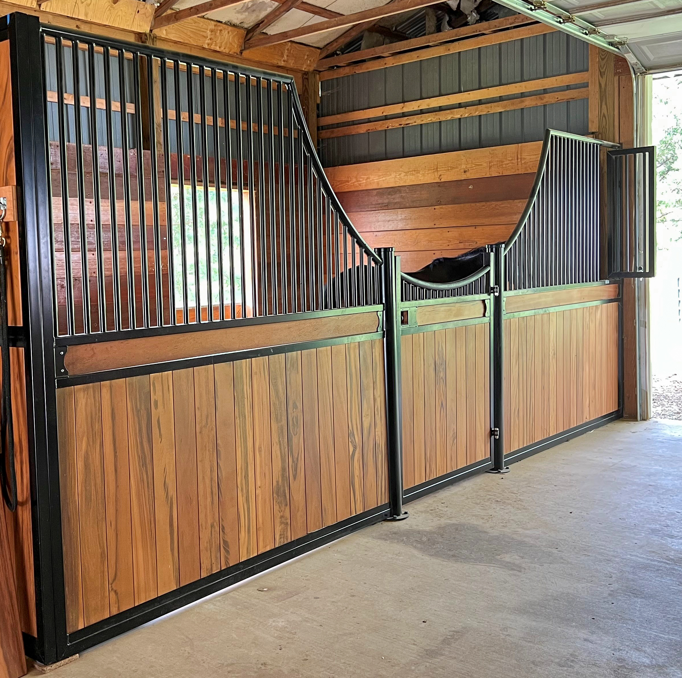 Horse stalls, hinged horse stall door, custom horse stalls, luxury horse stalls, horse stable, european horse stalls, euro horse stalls, horse stall