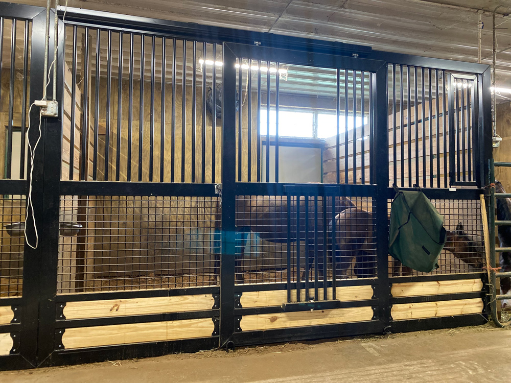 Horse Stalls, Horse Stall, Sliding Door Horse stalls, Mesh stall front, custom horse stall