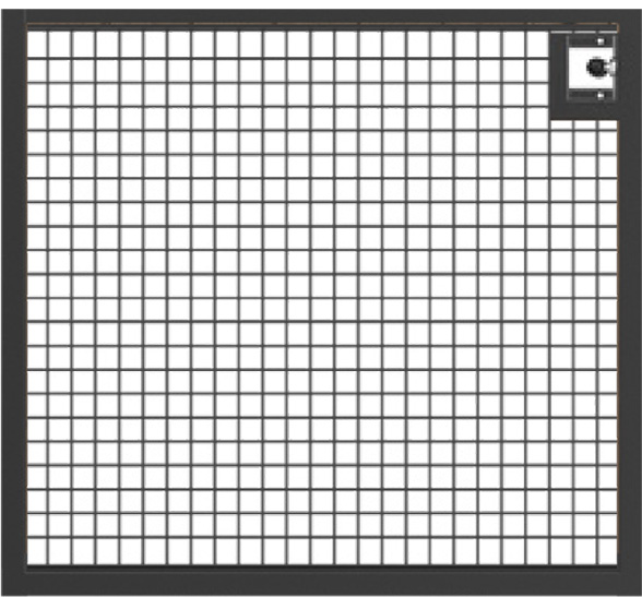 Hinged door bottom with steel mesh